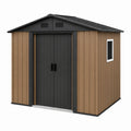 Abri de jardin 220 x 160 x 200 cm en acier marron noir avec double porte et fenêtre
