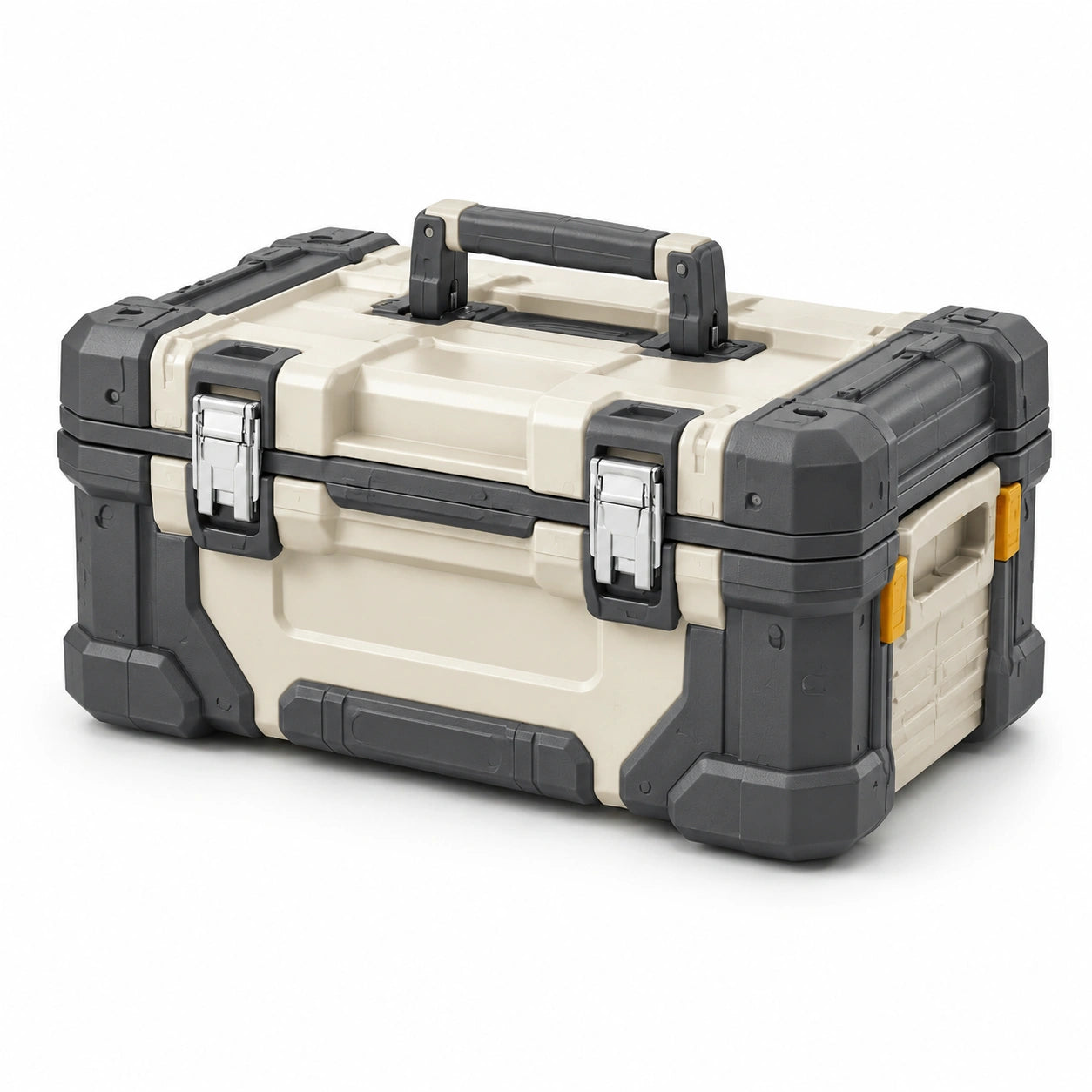 Boîte à outils 55 x 30 x 28 cm en plastique beige gris foncé avec poignée rigide